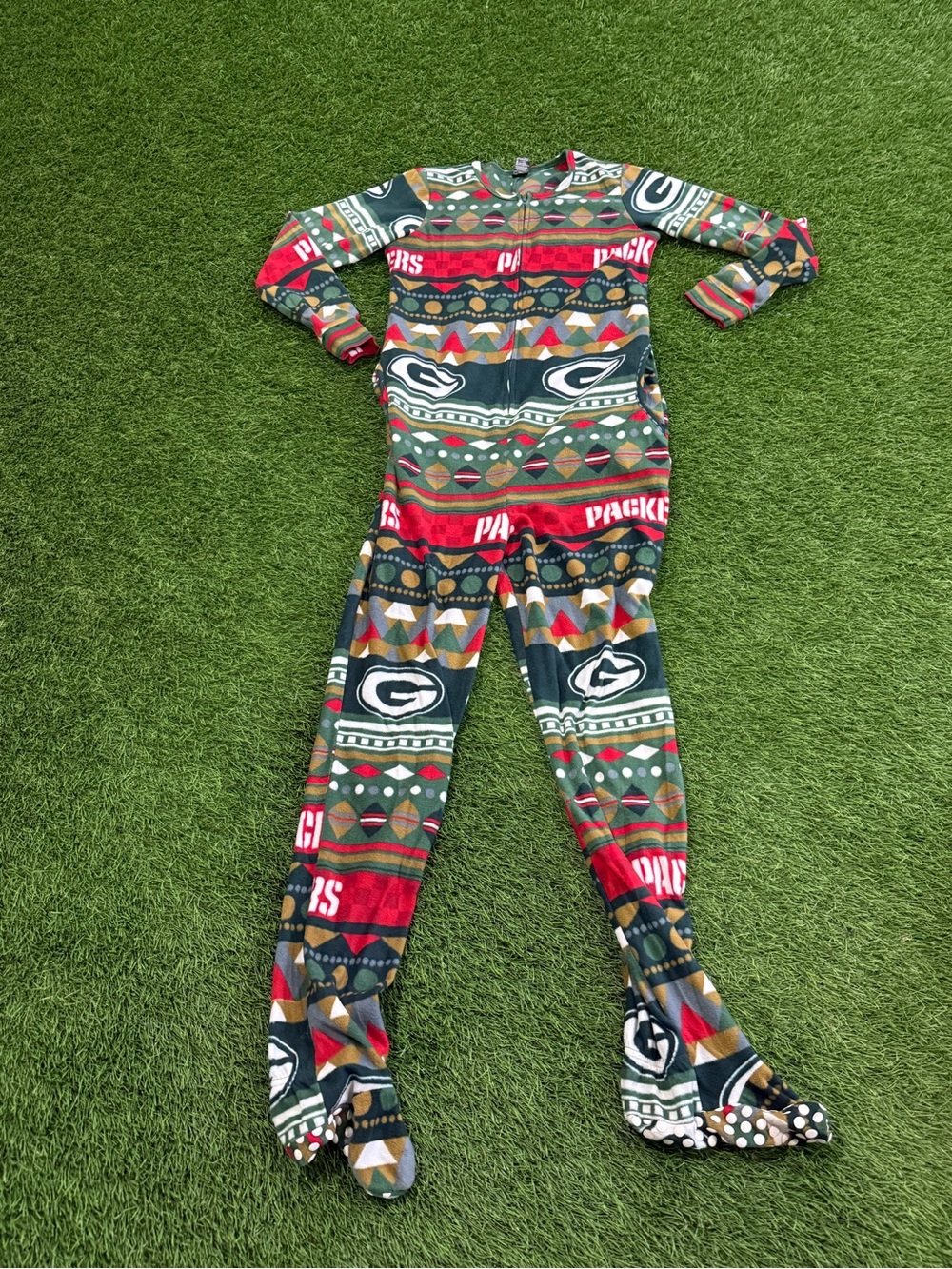 NFL Team Apparel Women’s Footie Pajamas - Green Bay Packers - Christmas